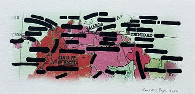 Emilio Isgrò “Verso Trinidad” 2000 - Emilio Isgrò (1937) "Verso Trinidad" 2000 Mixed media on 