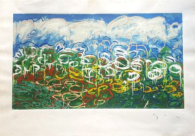 Mario Schifano “Gigli d’acqua” - Mario Schifano (1934-1998) “Water Lilies” Color silkscreen on 
