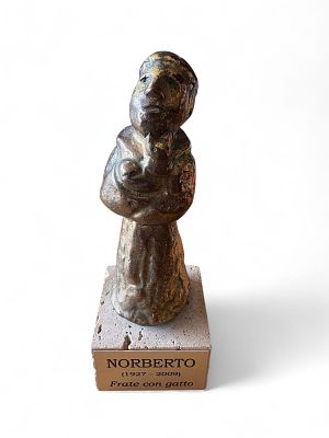 Norberto Proietti “Frate con gatto” - Norberto Proietti (1927-2009) “Friar with Cat” Bronze 