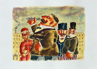 Franz Borghese “L’Ingegnere” - Franz Borghese (1941-2005) “The Engineer” Mixed media on paper 