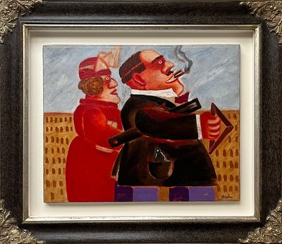 Franz Borghese “L’Architetto” - Franz Borghese (1941-2005) “The Architect” Oil on canvas, 40 x 50 