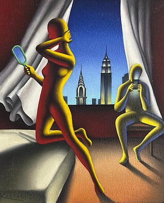 Mark Kostabi “Room service” 2009 - Mark Kostabi (1960) “Room service” 2009 Oil on canvas, 30 x 25 