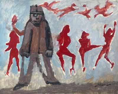 Mino Maccari “Senza titolo” ‘70 - Mino Maccari (1898-1989) "Untitled" '70 Oil on cardboard, 40 x 