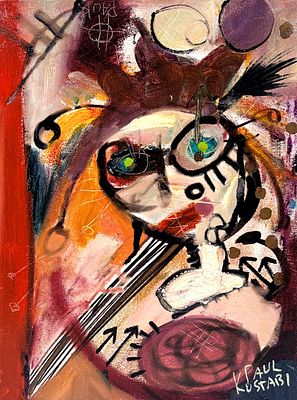 Paul Kostabi "Ozwald Bootang" 2009 - Paul Kostabi (1962)"Ozwald Bootang" 2009tecnica mista su tela 