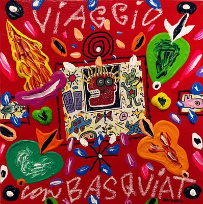 Bruno Donzelli “Viaggio con Basquiat” - Bruno Donzelli (1941) “Viaggio con Basquiat” Olio e 