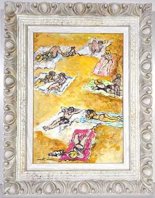 Walter Piacesi “Tutti al mare” 2020 - Walter Piacesi (1929-2022) “Tutti il mare” 2020 Olio e 