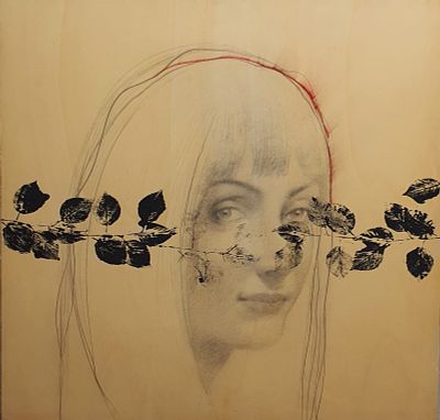 Omar Galliani “Nuovi fiori” 2005 - Omar Galliani (1954)“Nuovi fiori” 2005Matita su legno, cm 