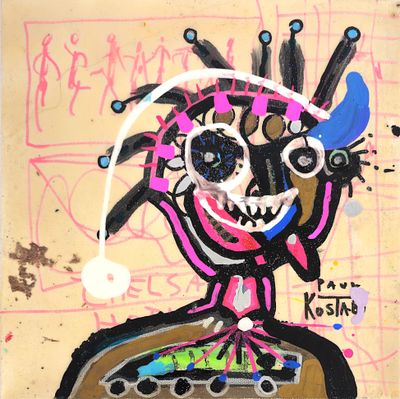 Paul Kostabi “Metso” 2022 - Paul Kostabi (1962) “Metso” 2022Tecnica mista su tela, cm 30x30Firma 