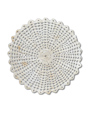 Lace Doily. Handmade lace doily. Signs of use.