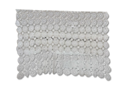 Lace Tablecloth. Lace tablecloth with handmade rosettes. Signs of use.
