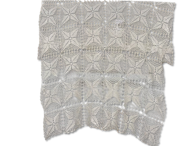 Lace Tablecloth. Handmade lace tablecloth for dining table. Signs of use