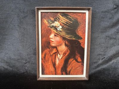 Portrait Stylized female figure with wooden frame, undated and unsigned. Signs of use.