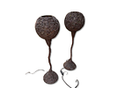 Table Lamps. Set consisting of 2 units of wicker table lamps. Signs of use.Image - 3