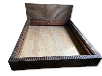 Wicker Bed with Mattress. Wicker bed with frame and mattress. Signs of use.
