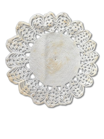 Lace Napron. Handmade lace doily. Signs of use and iron.