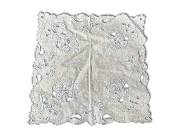 Embroidered Napkin. Decorative embroidered napkin. Signs of use.