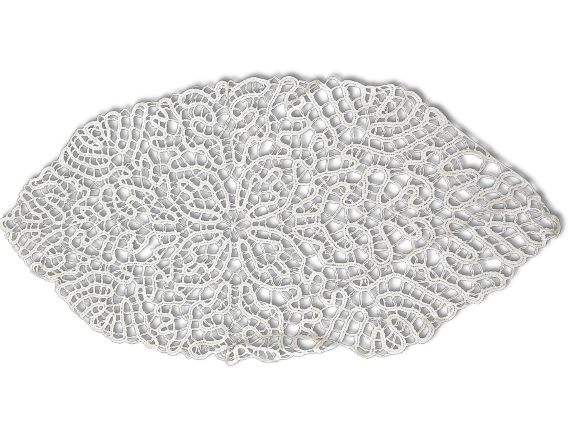 Lace Napkin. Decorative oval lace napkin. Signs of use.