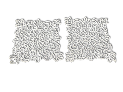 Set of 2 lace doilies. Signs of use.