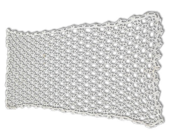 Lace Doily. Handmade lace doily. Signs of use.