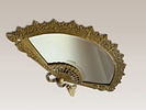 Table Mirror. Bronze table mirror with a very old-fashioned fan-shaped stand, mirror with bevels Image - 3