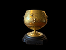 Cup. Goblet with bronze cup details with high relief plant motifs. 
Wooden foot. Sec. XIX French.Image - 3