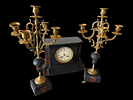 Garniture 
Napoleon III style 
marble and bronze 
clock face with Arabic numerals, eight-day Image - 1