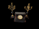 Garniture 
Napoleon III style 
marble and bronze 
clock face with Arabic numerals, eight-day Image - 2