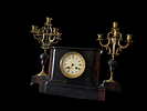 Garniture 
Napoleon III style 
marble and bronze 
clock face with Arabic numerals, eight-day Image - 3