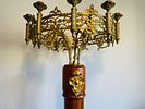 Church Candelabra 10 Lights. Mahogany church candelabra with 10 bronze lights. 
Late 19th Image - 3
