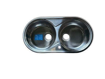 Double Kitchen Countertop. Kitchen counter with two sinks in stainless steel by Roca.