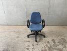 Office chair. Swivel office chair with seat and back upholstered in blue fabric. Signs of wear.Image - 2