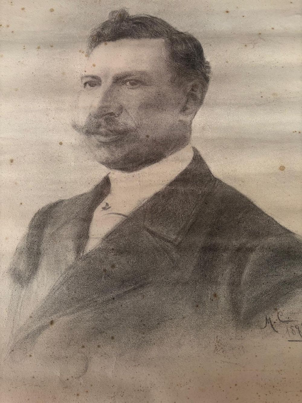 Engraving. Pencil-painted engraving dated 1898. Signs of use.