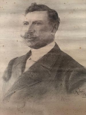 Engraving. Pencil-painted engraving dated 1898. Signs of use.