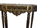 Console table with gold-painted wooden legs and carved woodwork. Marble top. Signs of use.Image - 1