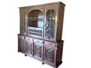 Display Cabinet. Chestnut wood display cabinet with upper section featuring glass doors Image - 3