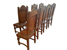 Dining Chairs. Set of 8 antique wooden chairs with leather seats and backs. Signs of wear.Image - 2
