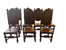 Dining Chairs. Set of 8 antique wooden chairs with leather seats and backs. Signs of wear.Image - 3