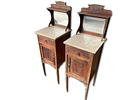 Pair of Empire Bedside Tables. Pair of empire style bedside tables with marble top and inlaid Image - 2