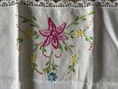 Embroidered Linen Napron. Embroidered linen napkin with lace border. Signs of wear.Image - 1