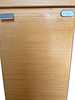 Bathroom Wardrobe. Bathroom furniture in beech. With a curved front with a frosted glass drawer Image - 2