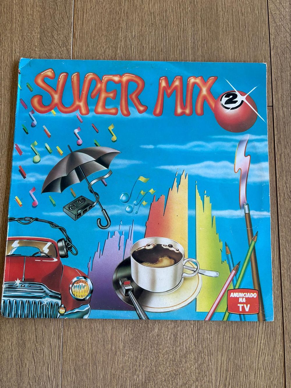 Vynil Record Vintage. Vintage vinyl record by various artists Super Mix 2. Signs of use.