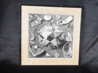 Screen Print. Screenprint title "Contrast (order and chaos), dated 1950. With black lacquered 