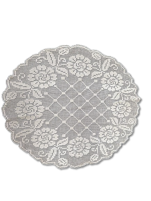 Lace Napron. Handmade beige lace doily. Signs of use.