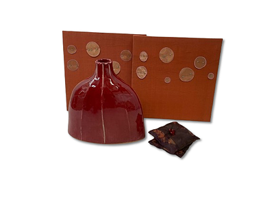 Decorative Items. Set consisting of two units of decorative wall paintings in natural silk. A 