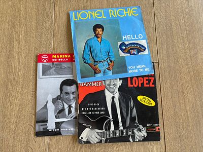 Vintage Records. Set of 3 vintage records from iconic singers such as Lionel Richie, Surf Trini 