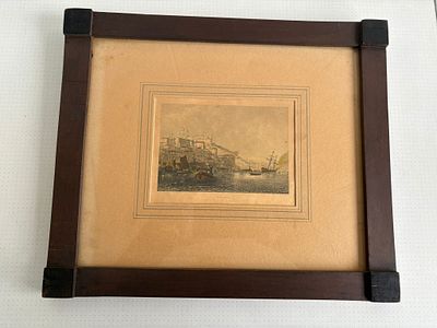 Screen Print. Silkscreen title "O PORTO", with glass and wooden frame. Signs of use.