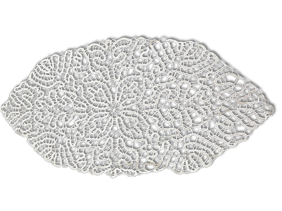 Lace Napkin. Decorative oval lace napkin. Signs of use.