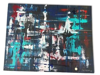 Pintura Abstrata. Tela decorativa de pintura acrílica sob tela . Coleção particular. Arte 