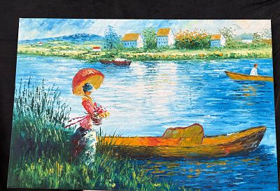 Tela Decorativa. Pintura decorativa sob tela. Sinais de uso.