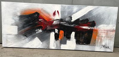 Tela Decorativa pintura abstrata assinada por Artista . Sinais de uso.